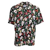 David Carey Sugar Skull Camp Shirt – Black – Button Up Collared Short Sleeve Mechanic Camp/Club...