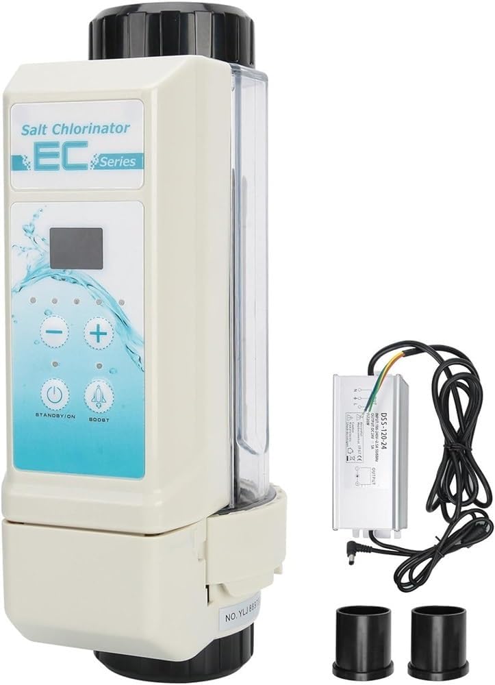 Pool Saltwater Chlorinator, 8/12/16/20 g/h Automatic Self Cleaning Salt Chlorinator Water Pool Electrolytic Salt Chlorine Generator System for Swimming Pool, Spa Pool,8g/h (Size : 12g/h)