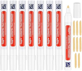 Bathroom Tiles Grout Pen, 8Pcs Tile Grout Pen White Wall Repair Pens, Waterproof Anti-mould Tile Marker for Tile Grout Wall Floor Bathrooms and Kitchen Restoring Grout Joints 5ml