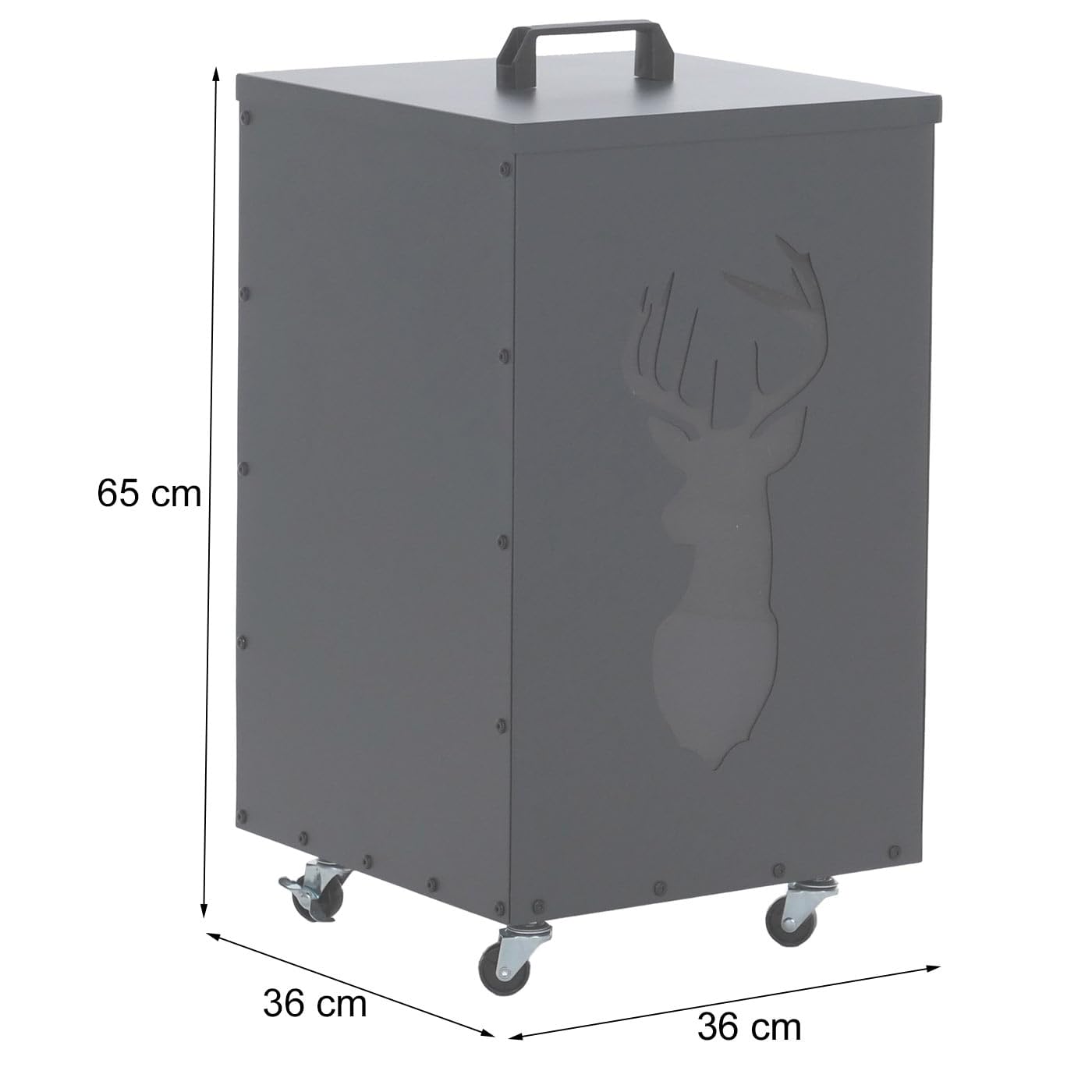 Mendler Contenitore per Pellet Cervo HWC-Q30 stoccaggio Pellet, con setaccio Filtro e rotelle 65x36x36cm - Antracite