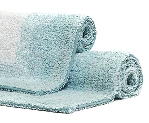 Chesapeake Merchandising Whitney Reversible 2 Piece Bath Rug Set-Porcelain Blue, 21" X 34" & 17" X 24" #TOP2