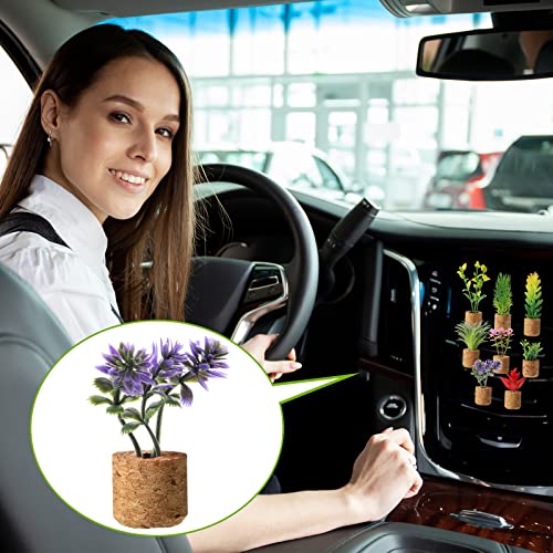 8 Pieces Artificial Plant Air Vent Clips Succulents With Essential Oil Mini Sprayer Car Plant Vent Decor Cute Air Freshener For Car Decorations Accessories #TOP6
