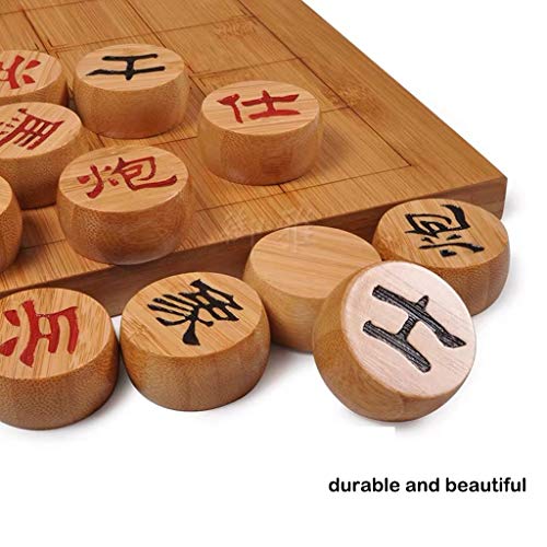 Bamboo Xiangqi Board Games Chinese Chess Set, Strategy Travel Games For 2 Players (Size : 6Cm/2.4") #TOP1