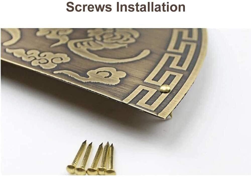 Chinese Classical Door Handle Antique Style Furniture Pulls Brass Cabinet Face Plate Backplate Hardware Home Cupboard Decor with Retro Lions Door Knocker (Style3)