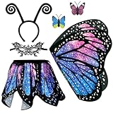 yamisan Butterfly Costumes for Girls, Kids Fairy Butterfly Wings with Tutu Dress Up for Halloween Party Costume Set - Double Sided Printing