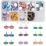 SUNNYCLUE 1 Box DIY 24 Pairs Mermaid Scales Skin Earrings Making Kit 6 Color 48pcs Round Mermaid Sca