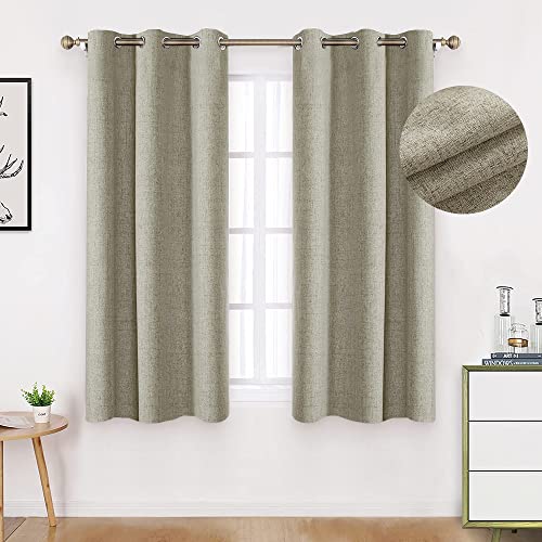 Lista de Cortinas de paneles - los preferidos. 43 NANWEI Lino Cortinas Blackout con Aislamiento Térmico, 100% Blackout y Ojal Superior Cortina para Recámara y Ventana de Sala, Capa Trasera de Revestimiento Gris, 2 Paneles, 106.6...