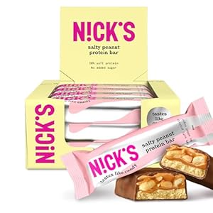 NICKS Barres protéinées à faible teneur en glucides, Cacahuète salée – 15 g de protéines – 203 calories – céto – low carb – Sans sucre ajouté – Sans gluten (12 keto protein bars x 50 g)