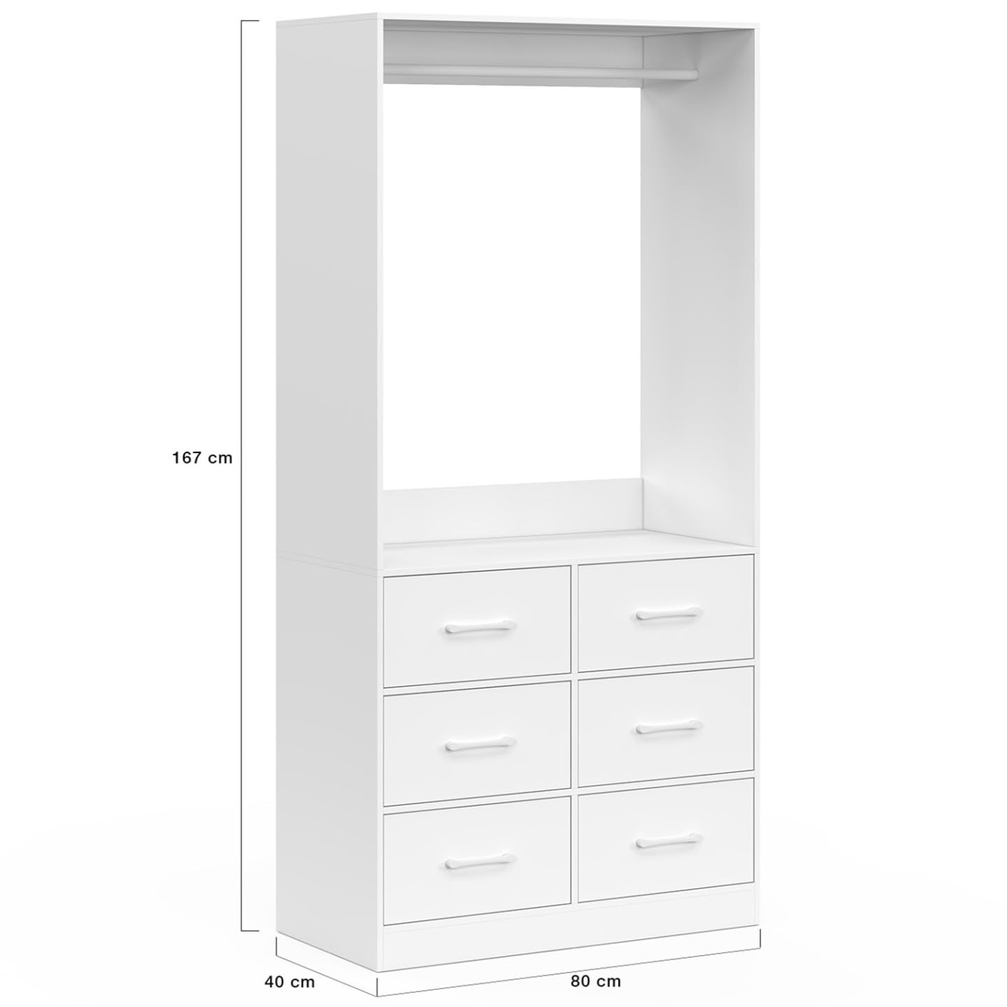 IDMarket - Dressing penderie L. 80 cm UPPAH avec 6 bacs en tissu blanc