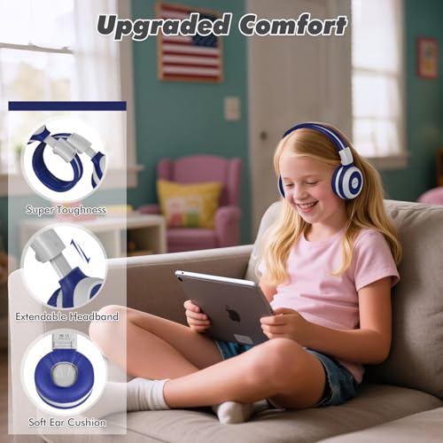 Casque sans fil Bluetooth enfants SIMOLIO gris pliable avec micro et limiteur de volume intégré