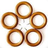 【ユニテックパロマ】 木製, カーテンリング, チーク, 5個セット, 外径56mm, 内径35mm, 天然木