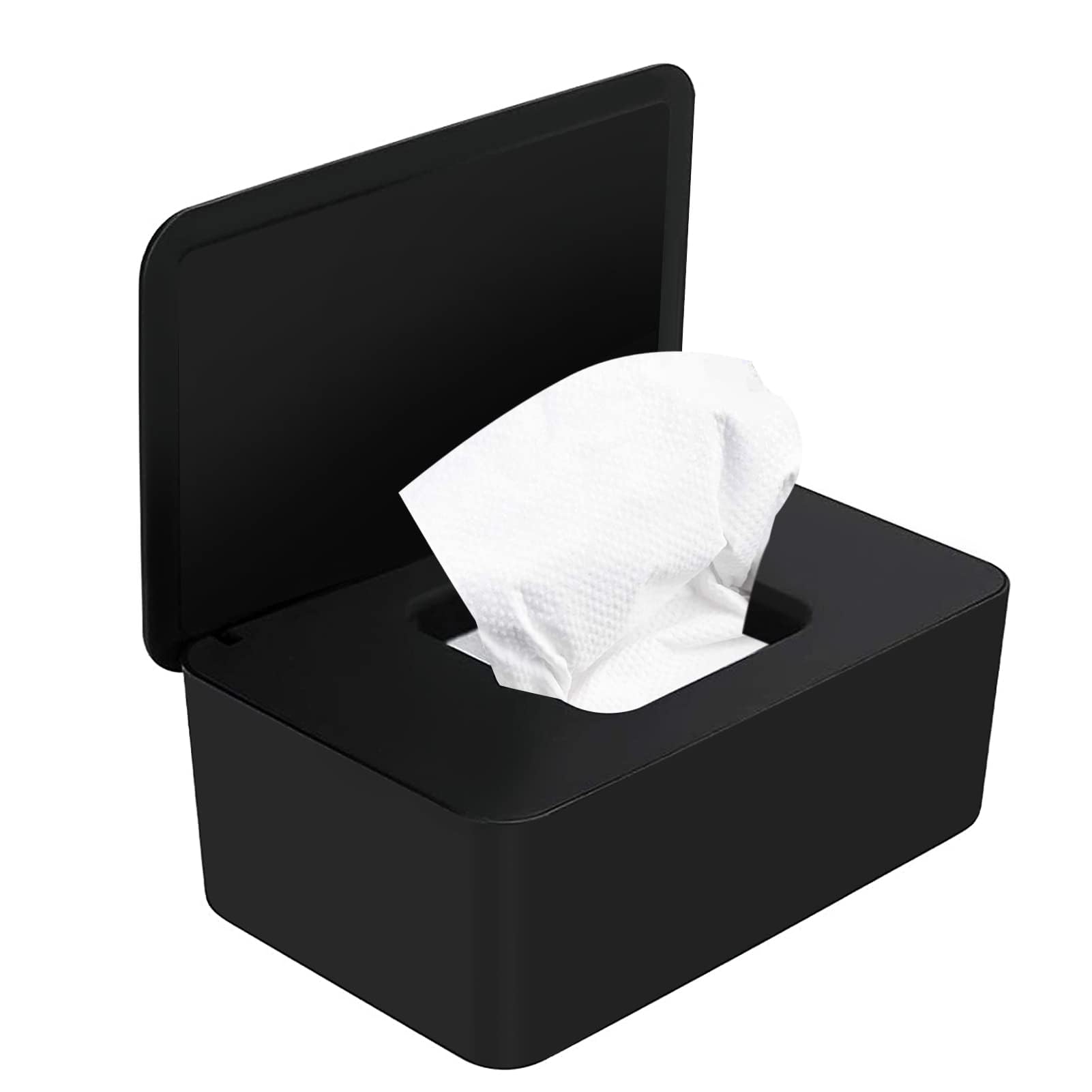 Feuchttücher Box,Baby Feuchttücherbox,Baby Feuchttücher Aufbewahrungsbox,Kunststoff Feuchttücher Spender,Serviettenbox mit Deckel Hält die Tücher Frisch Staubdicht für Zuhause und Büro (schwarz)