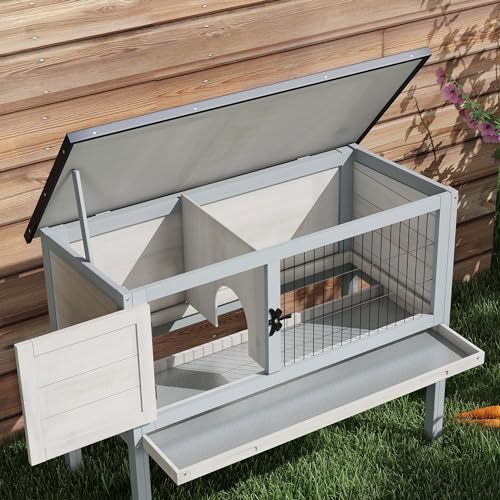 Pawhut USD51-119BK0131 Elevated Wooden Rabbit Hutch thumb #8