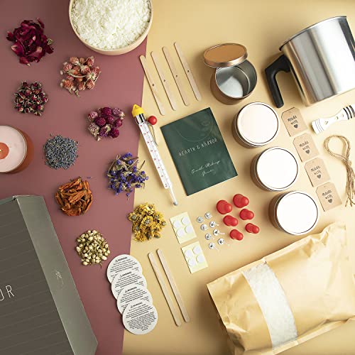 Image of Hearth & Harbor Organic Soy Candle Making Kit for Adults, DIY Crafts, Complete Candle Making Supplies Include Natural Soy Wax, Tins, Dried Flowers, Wicks & More - Gift Idea, Perfect Home Decor - 2 Lbs