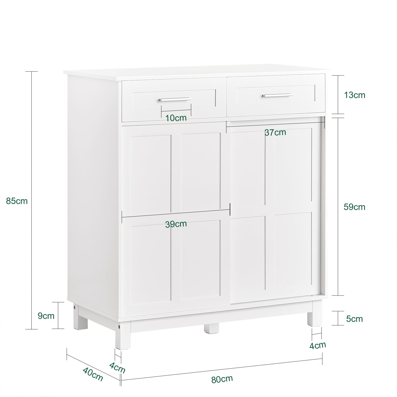 SoBuy Credenza con ante scorrevoli, Mobile da cucina, Armadio da soggiorno, Buffet Bianco 80x40x85cm FSB84-W