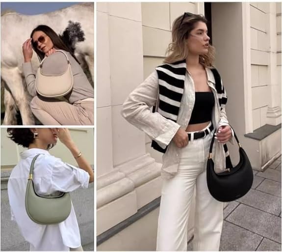 Crescent Crossbody Bag, Shoulder Moon Bags for Women, Underarm Small Purse with Magnetic Buckle2