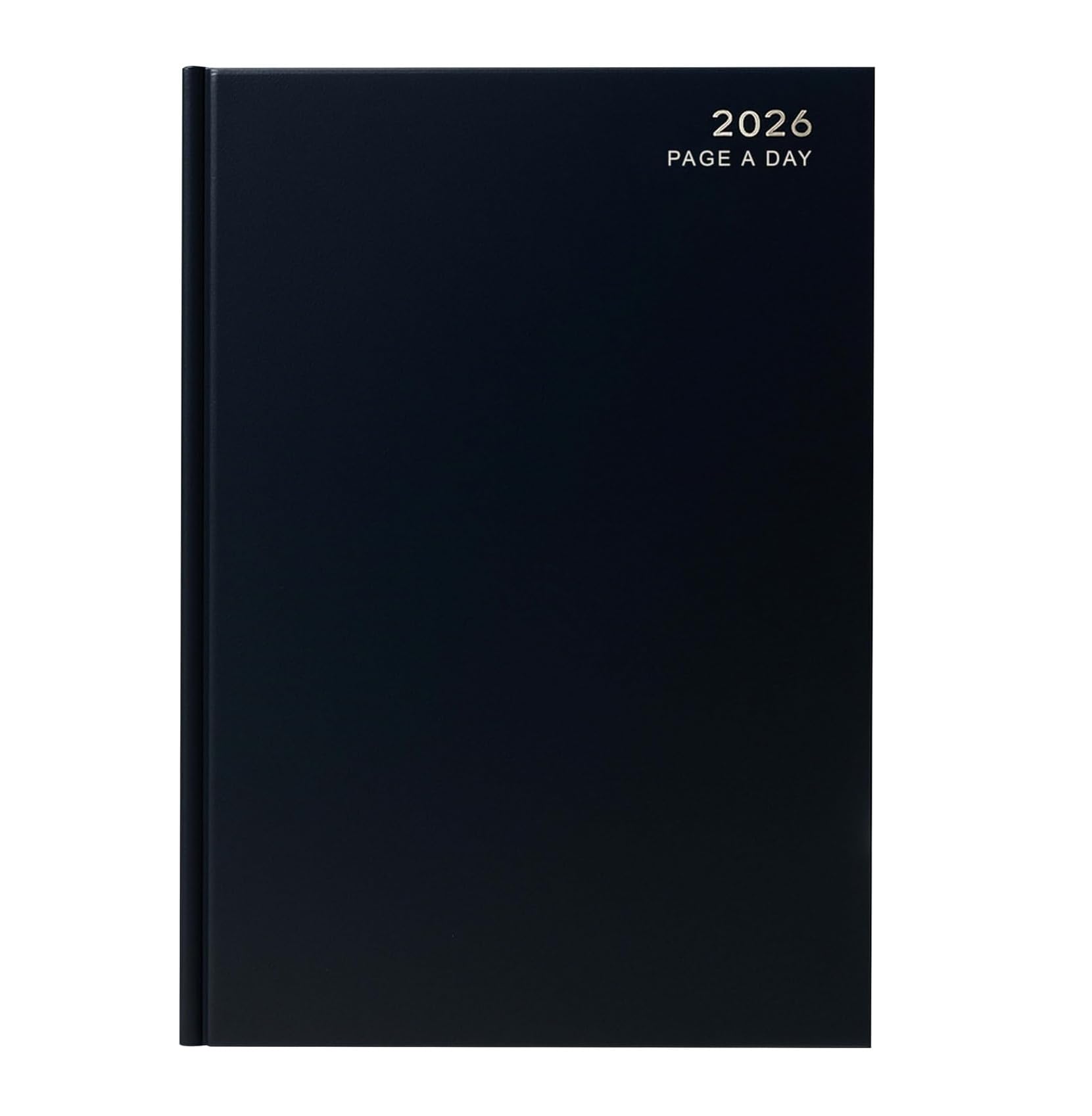 2026 A4 Day a Page Diary Black Hardcover Daily Planner & Organiser