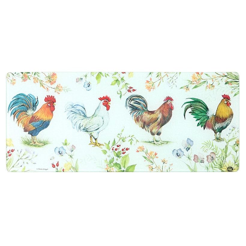 Protector de encimera de vidrio templado con diseño rústico de gallo miniatura 1