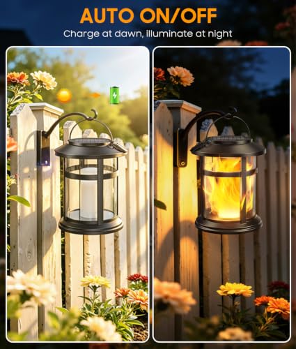 2-Pack BONLION Solar Flickering Flame Hanging Lanterns $12.30 ($6.15 each) - image 6