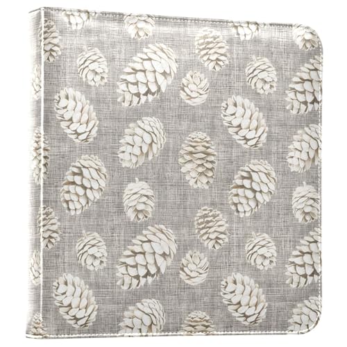 JIPONI Brown Pinecone Cone Large Photo Album, DIY Leather Cover Scrapbook Albums for 4x6 5x7 6x8 Pictures, Self Adhesive Memory Book for Wedding, Baby, Family
