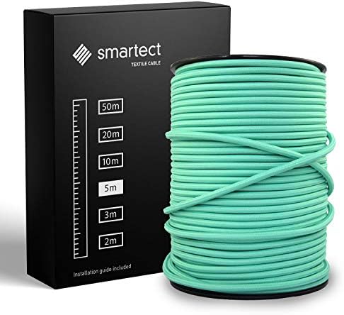 smartect Szary Kabel Tekstylny, 3 Metrów Kabel w Oplocie Elektryczny, 3 Żyłowy (3 x 0,75 mm²) Elektryczny Kabel w Oplocie Tekstylnym do Własnych Projektów DIY