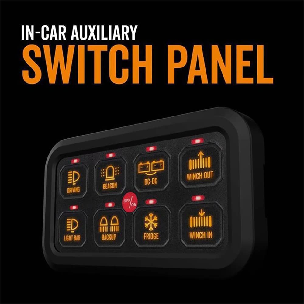 8 Gang Switch Panel for Car, Automatic Dimmable, Universal Relay Panel with Wiring Harness & Label Stickers, Compatible with Jeep Off-Road Vehicle Marine