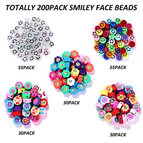 CEALXHENY Smile Face Beads Letter Beads for Jewelry Making Supply (200PCS(Smile Face Beads))