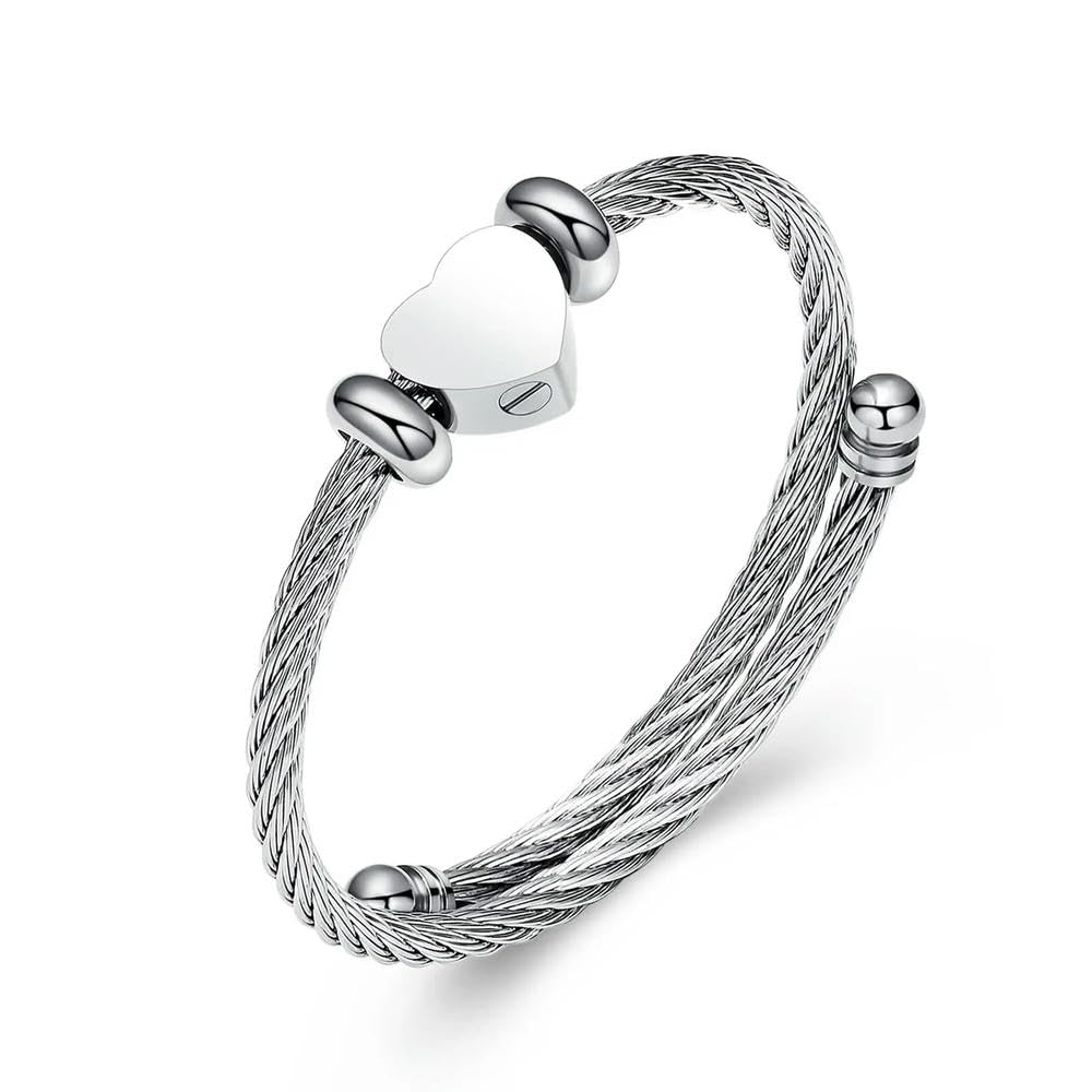 Bracelet urne funéraire cœur pour garder un être cher tout près de soi