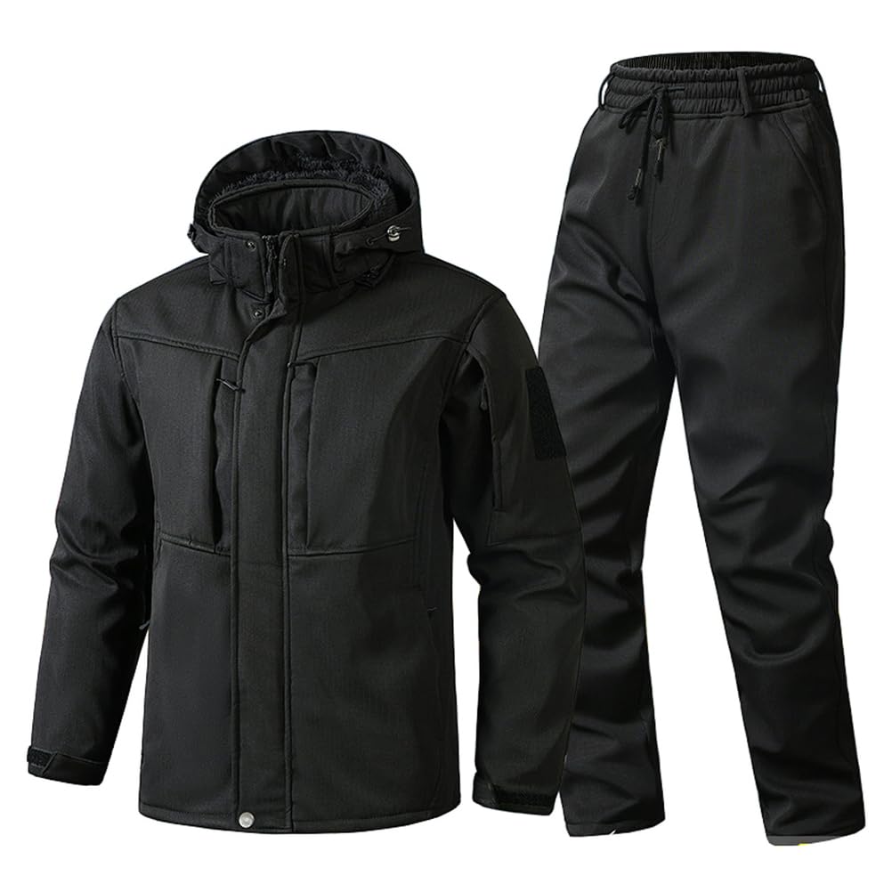 Taktyczny zestaw kurtek myśliwskich i spodni, zimowy, termiczny, wodoodporny, polarowy, softshell, moro, męski, 2-częściowy sprzęt outdoorowy, do aktywności na zimną pogodę