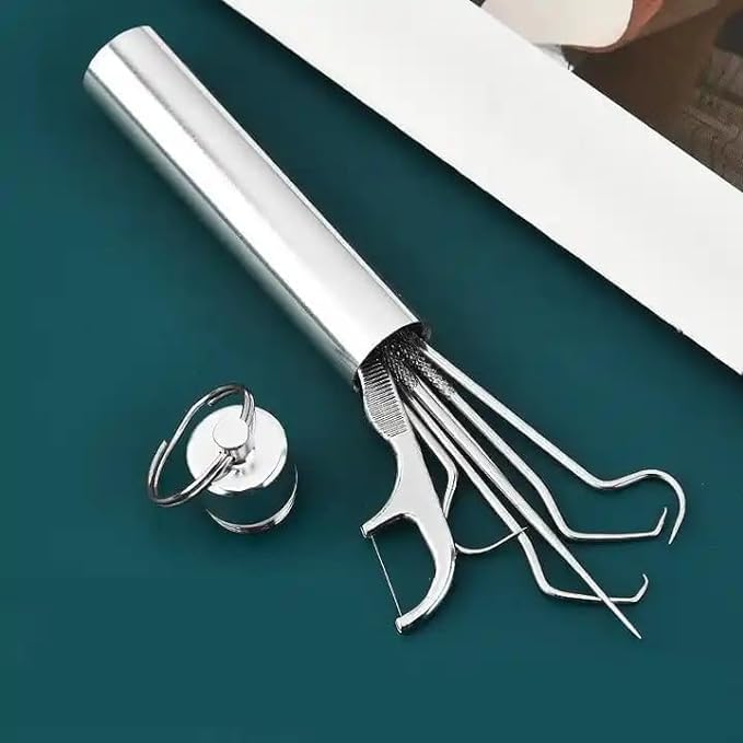 MURTISIDDH Stainless Steel Teeth Cleaning Tool Kit, Dental Hygiene Kit Toothpicks Cleaning Picks Flosser for Teeth Braces Cleaning Tools-image-23