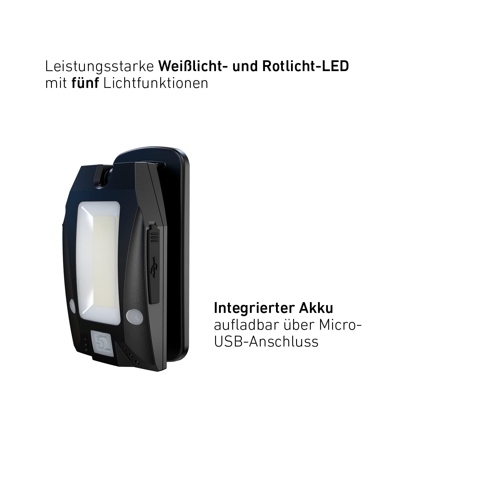 Solidline SC4R lampa LED z klipsem, do ponownego ładowania, 200 lumenów, czas świecenia 75 godzin, w zestawie kabel USB, 1 szt.