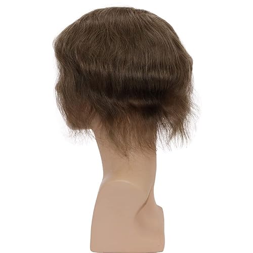 Miniatura 4 de Toupee de piel fina suave 0.002 in PU 10x8inch reemplazo de pelo para hombre postizo 100% europeo piezas de cabello humano para hombre #17 color