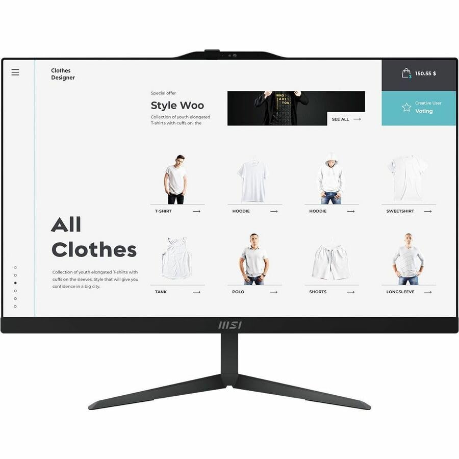 Image of MSI Modern AM242 1M Modern AM242T 1M-2058US All-in-One Computer - Intel Core 7 Series 1 150U - 16 GB - 512 GB PCI Express NVMe 4.0 x4 SSD - 23.8 inch Full HD Touchscreen - Desktop - Black