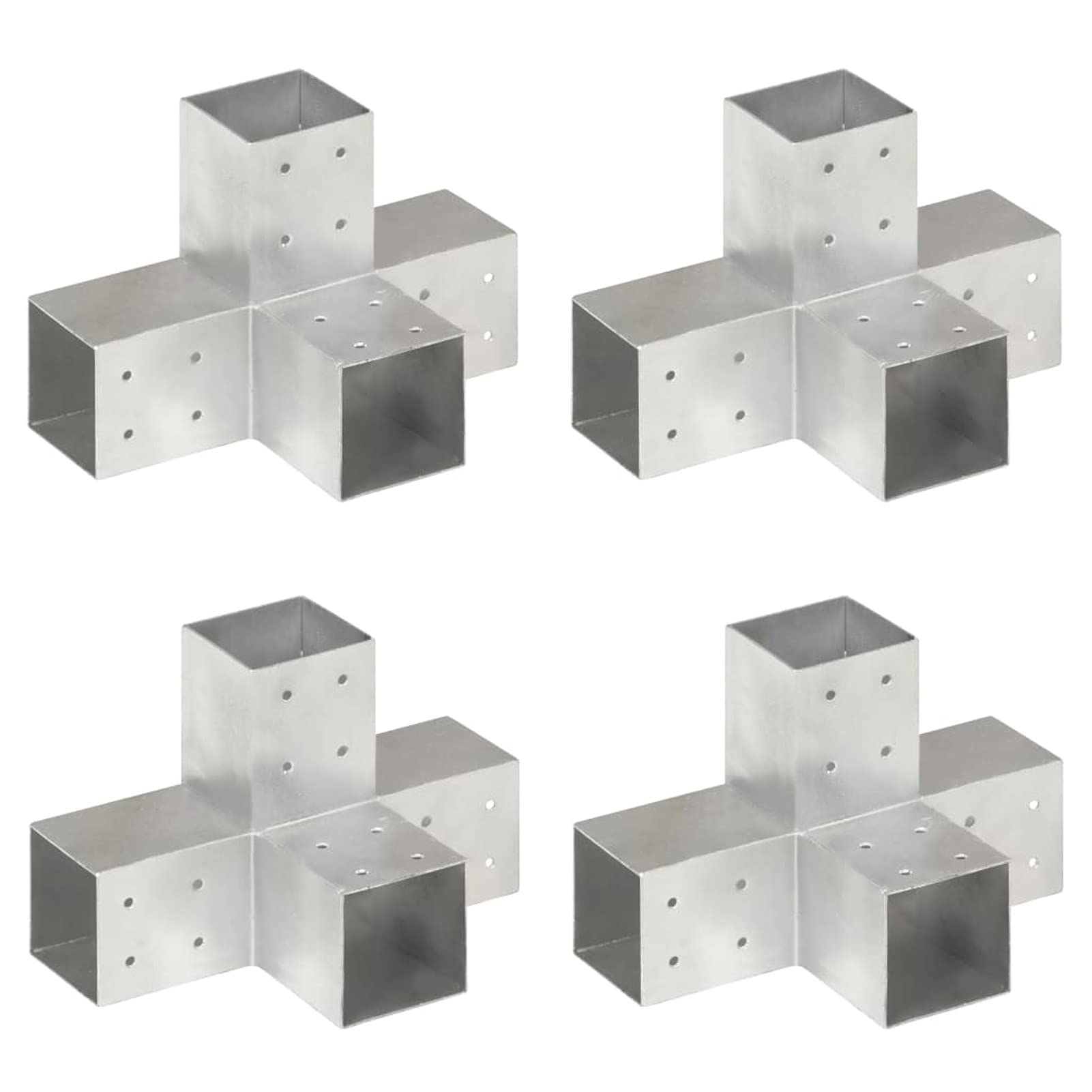 Conectores de Postes en X 4 uds, Anclajes, Postes, Connex, Metal galvanizado 81x81 mm