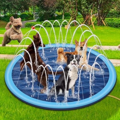 Hundepool Planschbecken mit Sprinkler, Hundepool fur Große Hunde 170cm, Sprinkler Matte Hund, Hundeplanschbecken, Swimmingpool Haustier, Planschbecken für Hunde, Wasserspielmatte für Haustiere
