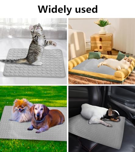 Octonyluck Kühlmatte Hund, Kühlmatte für Hunde und Katzen Selbstkühlende Matte, Kühldecke Kühlkissen für Grosse Hunde kleine Dog, Waschbar Haustiere Matte, Grau, 70x100 cm