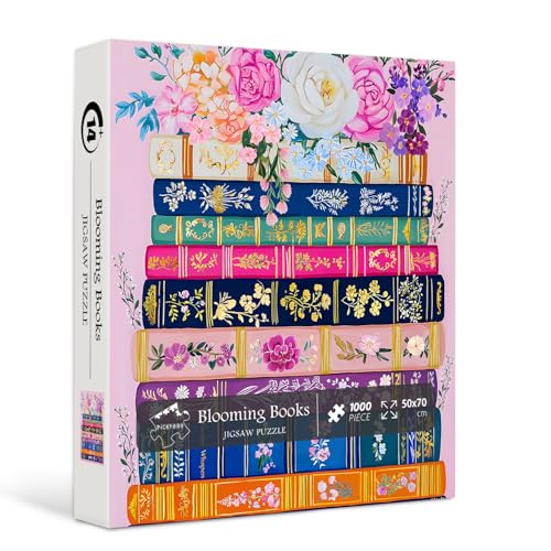 Rompecabezas de flores coloridas para adultos, 1000 piezas, rompecabezas jigsaw de páginas de libros silvestres PICKFORU, tema artístico floral de primavera imposible para amantes de los libros