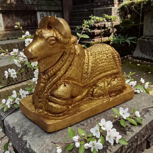 Estatua de Nandi de latón para templo y decoración espiritual miniatura 4