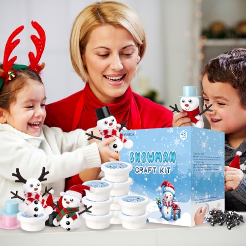 BANBBUR 48 Pack Stocking Stuffers for Kids,Christmas Crafts for Kids Bulk,Build a Snowman Kit,DIY Snowman Crafts Modeling Clay,Christmas Stocking Stuffers Gifts Activities for Boys Girls by BANBBUR - Image 5