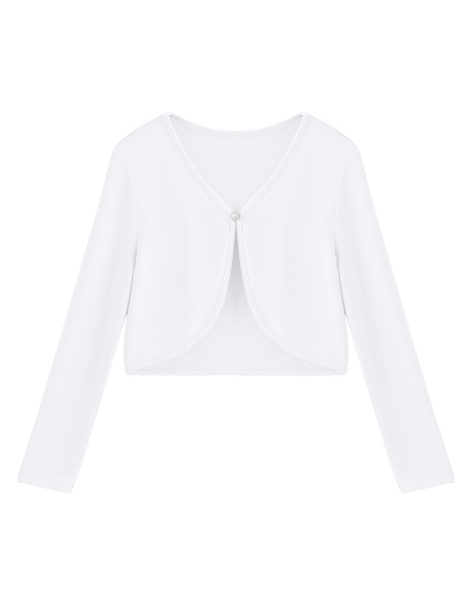 Arshiner Mädchen Bolero mit offener Vorderseite Strickjacke Cardigan für Kinder Strick-Bolero mit Langen Ärmeln und Knopfverschluss