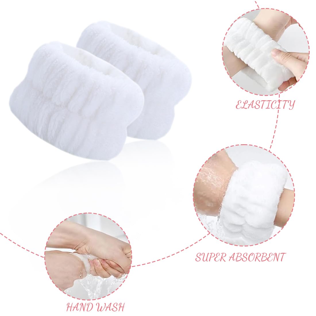 8 Piezas Pulseras de Mujer para Lavar la Cara Toallas de Muñeca Absorbentes Muñequera Banda de Sudor para Niñas Evitar Que el Agua Se Saiga Los Brazos