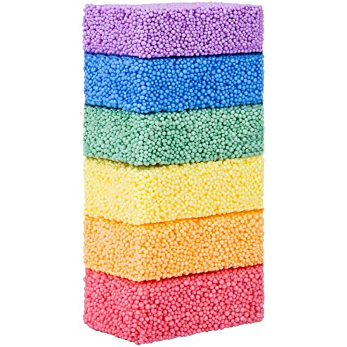 MiKoom Floam 6 Colors Giant Foam Clay, Fun Foam for Toddlers Foam Beads Play Kit Modeling Clay for Kids, Preschool Classroom Educational Arts Crafts Fine Moter Skills Toy