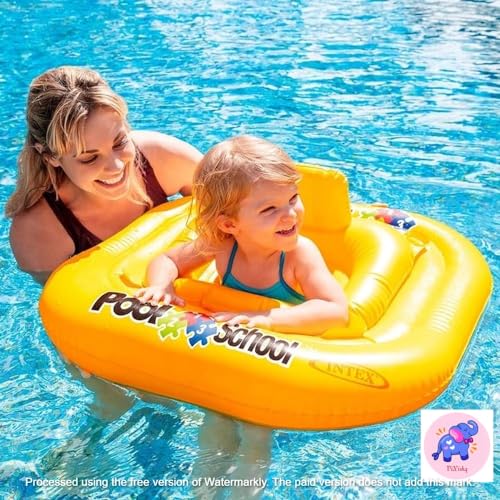 Image of Inflatable Kiddie Float | Water Baby Floater for Kids| Safe Anti-flip Diaper Style Swim Tube Rider| Swim Pool Tube for Toddlers|Multicolor Cute Swimming Pool Safety Seat (Pool School)
