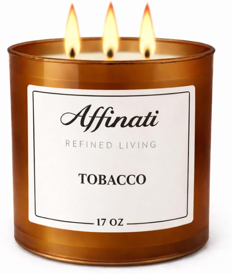 Butterscotch & Bourbon 3-Wick Candle - Affinati 17 oz Luxury Soy Blend Wax Candle, Long-Lasting Home Fragrance