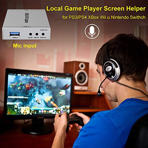 HDMI Capture Card, Ansten USB3.0 Game Video Converter with HDMI Loop-out Support Full HD 1080P 60HZ Mic In and Audio Out, Compatible Windows Linux Youtube OBS OS X Twitch for PS3 PS4 Xbox One Xbox 360