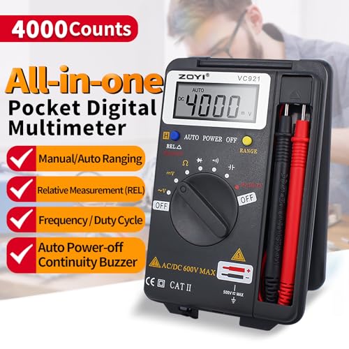 Image of ZOYI 921 Digital Multimeter Card Tester with Auto-ranging 4000 Count, AC /DC Voltage, Frequency, Resistance, and Continuity for Beginners