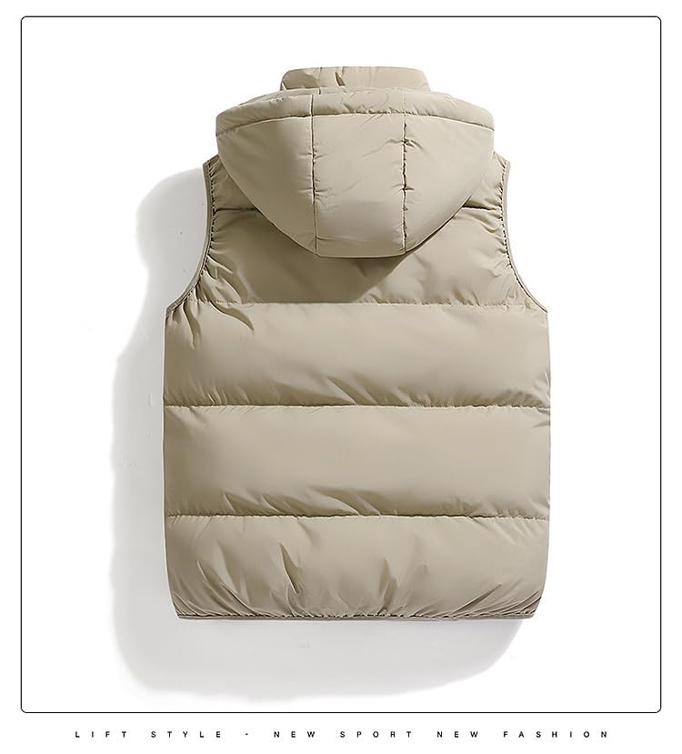 Chaleco Acolchado Hombre Chaleco Acolchado Con Capucha Para Hombre Chaqueta Acolchada Sin Mangas Con Capucha Abrigo De Invierno Grueso Y Cálido Informal Resistente Al Viento Acolchado Y Con Bolsill