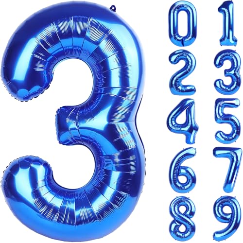 Image of Number Balloons Navy Blue Balloons - Giant Number 10 Balloon, 10 20 30 40 50 Numbers Balloon Birthday Decorations, Blue Party Supplies for Boy Men