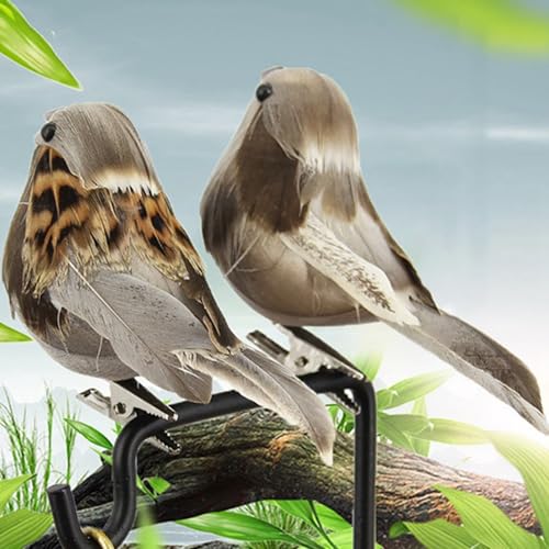 Décorations printemps jardin avec 12 oiseaux de simulation multicolores sur pinces - 8