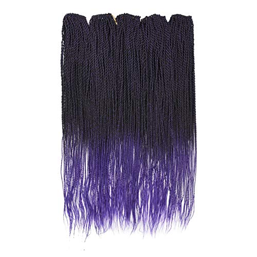 6 Packs Senegalese Twist Crochet Braids Hair Small Havana Mambo Twist Crochet Braids Synthetic Braiding Hair Extensions 2X Twist Braids Hair 24 inch (24 Inch, 1B/Purple)